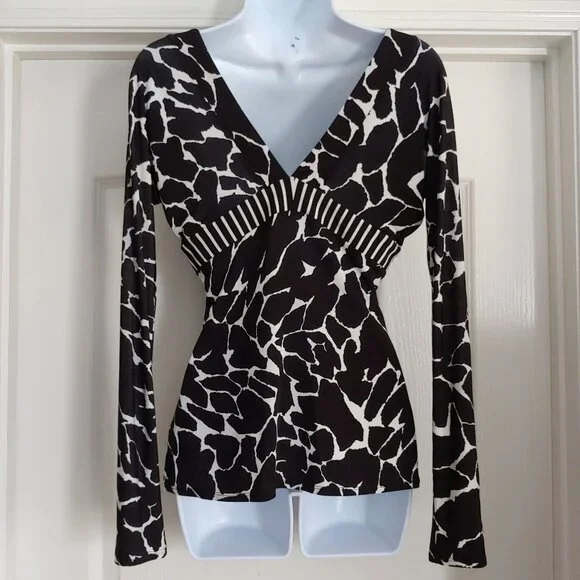Just Cavalli Deep V-Neck Mob Wife Chic Animal Print Designer Top 42/M - Picture 6 of 12